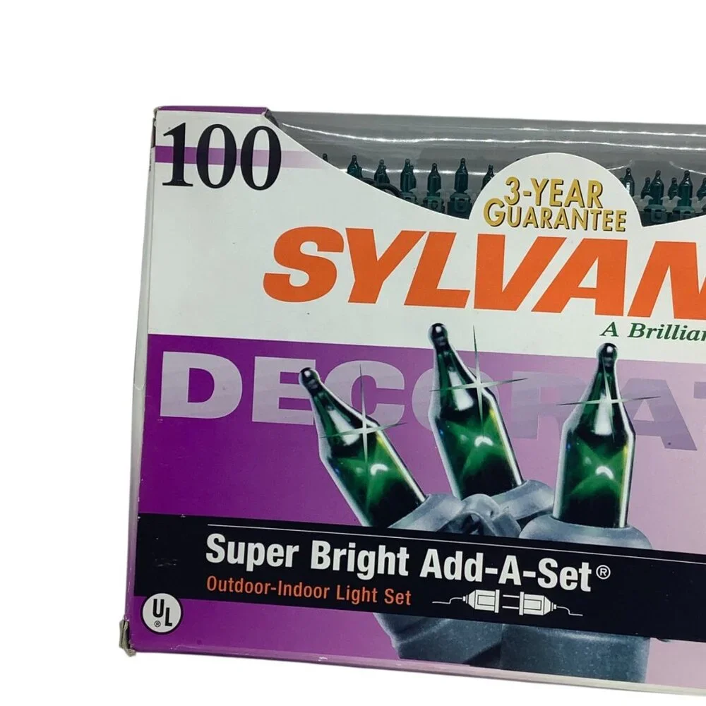 Sylvania 100 Super Bright Add-A-Set Outdoor-Indoor Christmas Light Set 46 Ft NeW